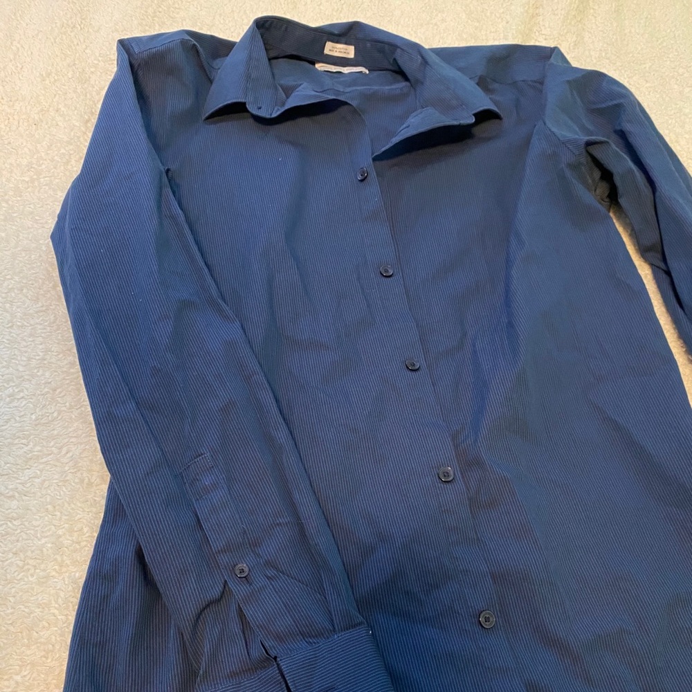 dark blue calvin klein long sleeve dress shirt